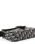 Oblique Jacquard Grained Calfskin Small Saddle Messenger Bag Beige Black