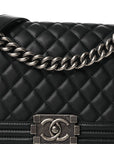 Calfskin Quilted Medium Boy Flap Black