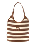 Canvas Calfskin Striped Ivy Cacao Naturale