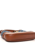 New Denim GG Monogram Calfskin Small Jackie 1961 Hobo Blue Tea Cuir