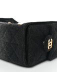 Washed Denim Quilted Mini CHNL 25 Handbag Black