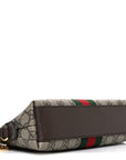 GG Supreme Monogram Textured Dollar Calfskin Web Small Ophidia Dome Shoulder Bag Beige Ebony New Acero