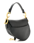 Grained Calfskin Mini Saddle Bag Black