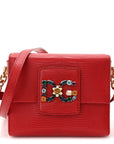 Lizard Embossed Crystal Embellished DG Millennials Mini Crossbody Bag Red