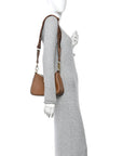 Vitello Daino Soft Zippered Hobo Shoulder Bag Caramel
