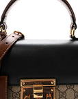 GG Supreme Monogram Calfskin Small Padlock Top Handle Bag Beige Black Cuir