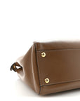 Vitello Morgan Fabric Jacquard Pequin Medium Peekaboo Iconic Satchel Foresta Tobacco Black