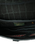 Velvet Crocodile Effect Saddle Bag Green