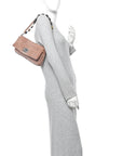 Velvet Matelasse Crystal Chain Shoulder Bag Cammeo