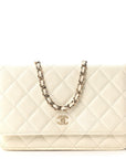 Caviar Quilted Wallet On Chain WOC White