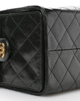 Shiny Crumpled Calfskin Quilted Small CHNL 25 Handbag Black