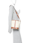 Triomphe Canvas Calfskin Small Bucket Bag White