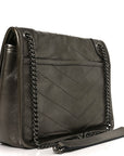 Crinkled Calfskin Matelasse Monogram Baby Niki Chain Satchel Platinum
