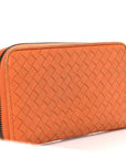 Nappa Intrecciato Zip Around Wallet Orange
