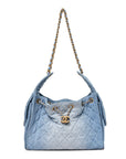 Washed Denim Quilted Small CHNL 25 Handbag Blue