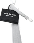 Linen Calfskin Rive Gauche Tote Black