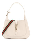 Ancora Calfskin Web Small Jackie Shoulder Bag Light Grey