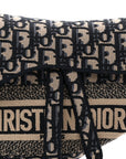 Oblique Embroidered Saddle Bag Blue