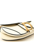 Grained Calfskin Mini Saddle Bag White