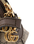 GG Supreme Monogram Textured Dollar Calfskin Web Small Ophidia Dome Shoulder Bag Beige Ebony New Acero
