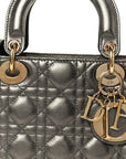Metallic Lambskin Cannage Small My ABCD1OR Lady D1OR Dark Silver