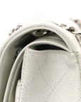 Caviar Quilted Medium Double Flap White