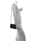 Lambskin Chevron Quilted Wallet On Chain WOC Black