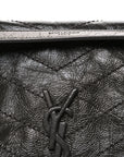 Crinkled Calfskin Matelasse Monogram Medium Niki Chain Satchel Storm