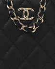 Caviar Quilted Small Vertical Coco Beauty Vanity Case With Chain Black