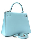 Madame Calfskin Kelly Sellier 25 Bleu Du Nord