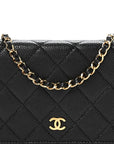 Caviar Quilted Wallet on Chain WOC Black
