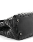 Calfskin Y Quilted Monogram Monochrome Large Loulou Chain Satchel Black