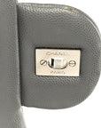 Caviar Quilted Jumbo Double Flap Grey