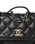 Caviar Quilted Business Affinity Clutch With Chain Black