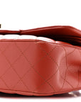Lambskin Quilted Medium Double Flap Brown