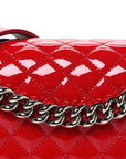 Patent Calfskin New Medium Plexiglass Boy Flap Red