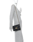 Calfskin Matelasse GG Marmont Chain Wallet Black