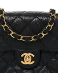 Caviar Quilted Mini Square Flap Black