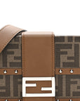 Shiny Glazed Fabric Vachetta FF 1974 Mini Baguette Trunk Mogano Panna Cuoio