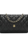 Caviar Quilted Wallet on Chain WOC Black