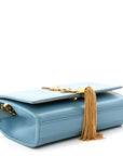 Smooth Calfskin Small Classic Monogram Kate Tassel Satchel Turquoise