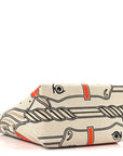 H Plume Canvas Swift Printed Quadrige au Fil Steeple 25 Bag Gris Beige Ecru Beige Gold