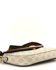 GG Supreme Monogram Textured Dollar Calfskin Web Mini Ophidia Envelope Shoulder Bag Beige Mystic White Oatmeal