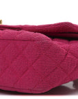 Tweed Quilted Medium Double Flap Fuchsia