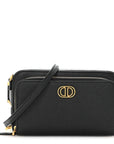 Grained Calfskin Caro Double Pouch Black