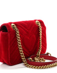 Velvet Matelasse Mini GG Marmont Shoulder Bag Hibiscus Red