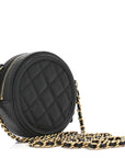 Caviar Quilted Round Filigree Crossbody Black