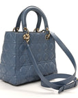 Lambskin Cannage Medium Lady D1OR Denim Blue