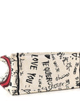Canvas Embroidered Medium D1ORamour Graffiti Book Tote Latte Multicolor