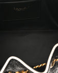 Braided Raffia Calfskin Quilted Small CHNL 25 Handbag Black White